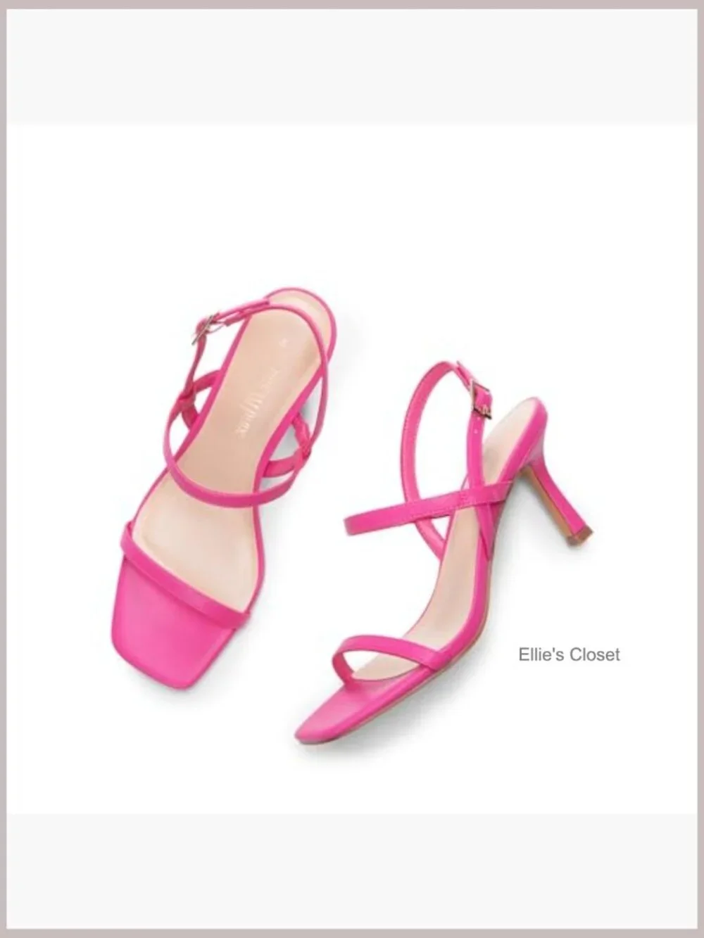 Slingback Heeled Sandals with Square Open Toe and Ankle Strap